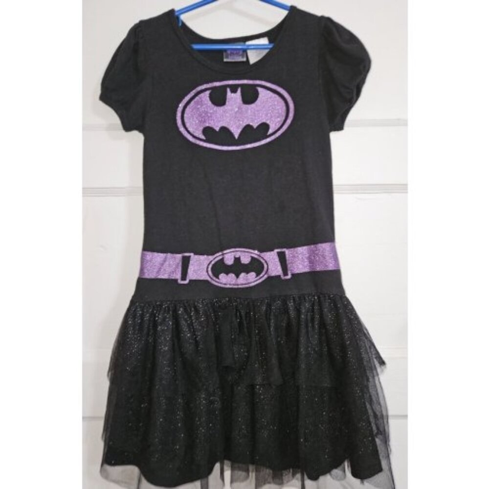BATMAN Black and Purple Short Sleeved Sparkly Tutu Dress Girls Size 7-8